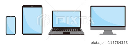 パソコンや携帯電話のイラストセット_1 パソコンや携帯電話のイラストセット_1 115784338