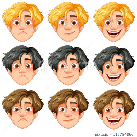 Various Facial Expressions of Menのイラスト素材 [115784860] - PIXTA