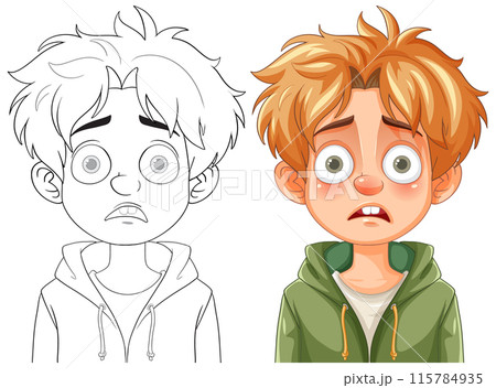 Surprised Boy Cartoon Illustration 115784935
