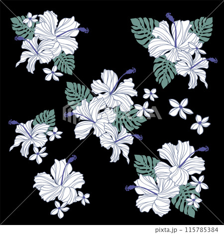 美しいハイビスカスのイラスト素材集, 美しいハイビスカスのイラスト素材集, 115785384