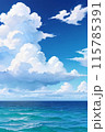 入道雲が浮かぶ青い海 115785391