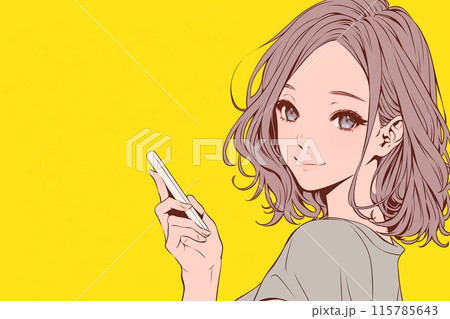 スマホ女子・イエローバック「AI生成画像」 115785643