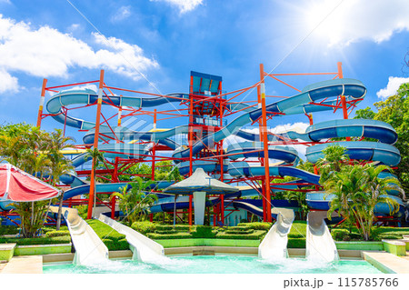 Water Slider, Siam Amazing Park. Water Park Funny Happy activity fresh cool in Summer season. 115785766