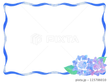 水彩で描いた紫陽花のフレーム 03 水彩で描いた紫陽花のフレーム 03 115786010