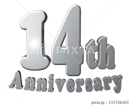 3DCG文字「14th Anniversary/14周年」シルバー,銀 3DCG文字「14th Anniversary/14周年」シルバー,銀 115786263