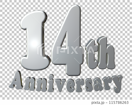 3DCG文字「14th Anniversary/14周年」シルバー,銀 3DCG文字「14th Anniversary/14周年」シルバー,銀 115786263