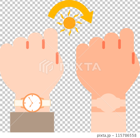 Sunburned hands and unburned hands 115786558