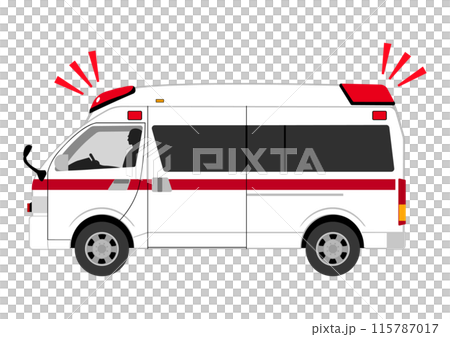 救急車がサイレンを鳴らしながら走行する 115787017