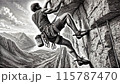 岸壁にアタックするクライマー 115787470