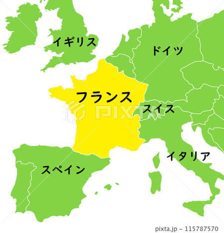 フランスと周辺のヨーロッパ諸国の名前入り地図イラスト素材のイラスト素材 [115787570] - PIXTA