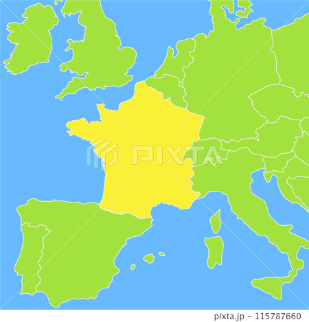 フランスとヨーロッパ諸国の地図イラスト素材 フランスとヨーロッパ諸国の地図イラスト素材 115787660