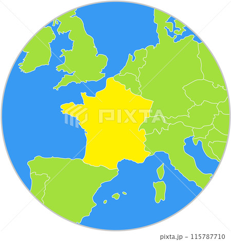 フランスとヨーロッパ諸国の地図イラスト素材 115787710