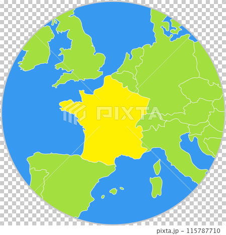 フランスとヨーロッパ諸国の地図イラスト素材 115787710