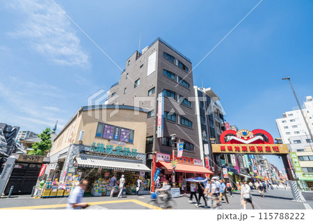 「東京都」快晴の青空と巣鴨地蔵通商店街の風景　豊島区 115788222