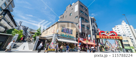 「東京都」快晴の青空と巣鴨地蔵通商店街の風景　豊島区 115788224