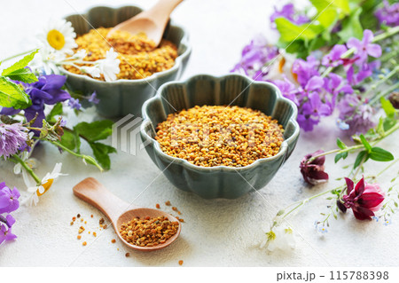 Healthy bee pollen grains Healthy bee pollen grains 115788398