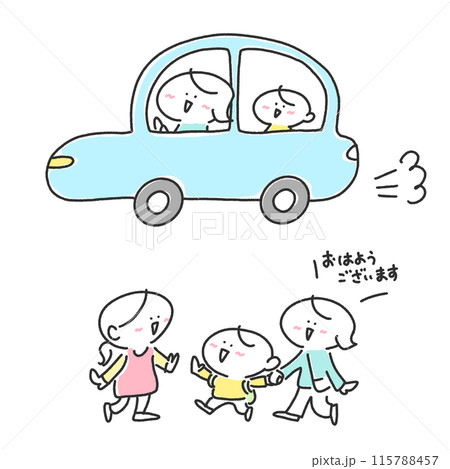 車で息子の送迎をする母親　保育園　保育士 115788457