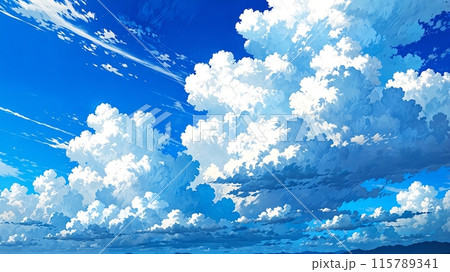 青い空と白い雲 夏空イラスト 入道雲のイラスト素材 [115789341] - PIXTA