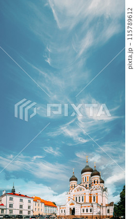 Tallinn, Estonia. Alexander Nevsky Cathedral. Famous Orthodox Cathedral. Popular Landmark And Destination Scenic. UNESCO World Heritage Site 115789612