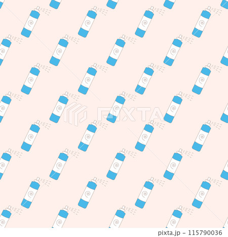 Hair cosmetics seamless pattern. Styling and haircare repeat background. Bottles of spray Vector outline flat illustration. Hair cosmetics seamless pattern. Styling and haircare repeat background. Bottles of spray Vector outline flat illustration. 115790036