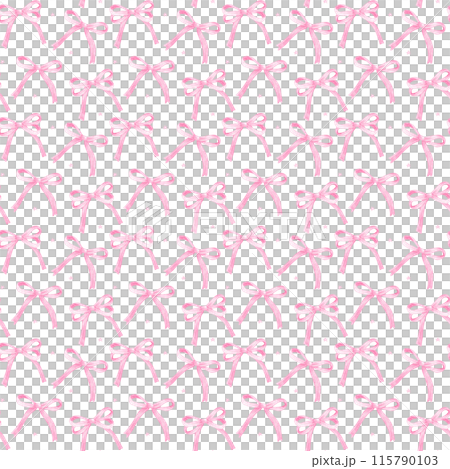 Pink Coquette pattern seamless pink ribbon bow Preppy repeat transparent background. Pink Coquette pattern seamless pink ribbon bow Preppy repeat transparent background. 115790103
