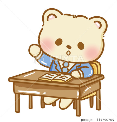 Hand drawn illustration kawaii bear back to school Doodle cute anima 115790705
