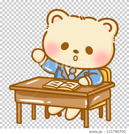 Hand drawn illustration kawaii bear back to school Doodle cute anima 115790705