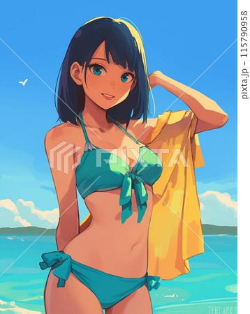 可愛い水着の若い女の子のイラスト素材 [115790958] - PIXTA