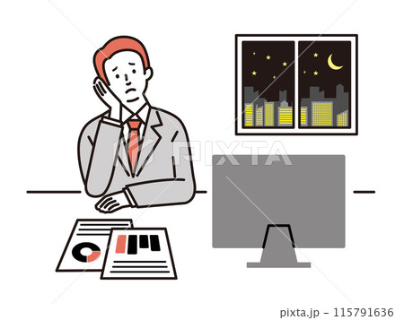 残業するサラリーマン 115791636