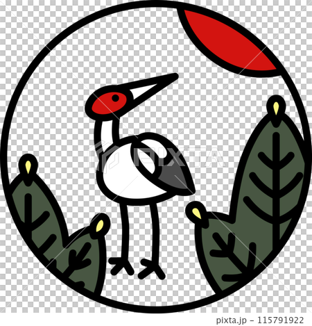 Color circular mini Hanafuda cards - January, Pine and Crane - January, Pine and Crane Color circular mini Hanafuda cards - January, Pine and Crane - January, Pine and Crane 115791922