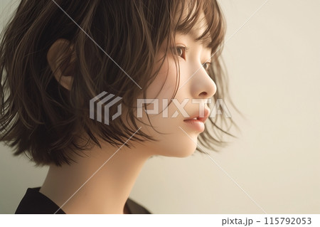 茶髪ショートヘアの女性「AI生成画像」 115792053