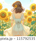 ひまわり畑にいる女性 115792535