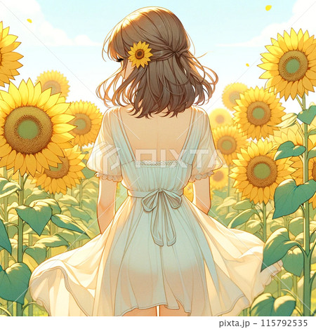 ひまわり畑にいる女性 115792535