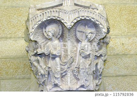 Capital from the Crusader church in the Church of Saint Joseph in Nazareth, Israel Capital from the Crusader church in the Church of Saint Joseph in Nazareth, Israel 115792836