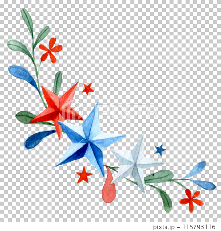 wreath for memorial day usa. watercolor drawing, flag colors 115793116