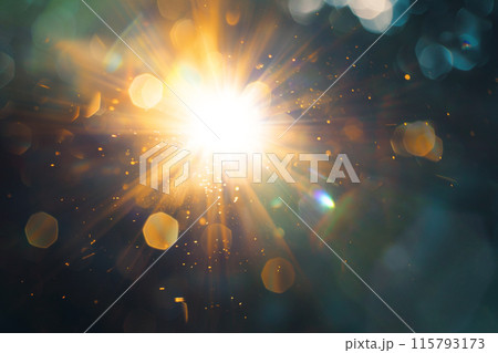 Abstract imitation sun starlight distant galaxy on a black background. 115793173
