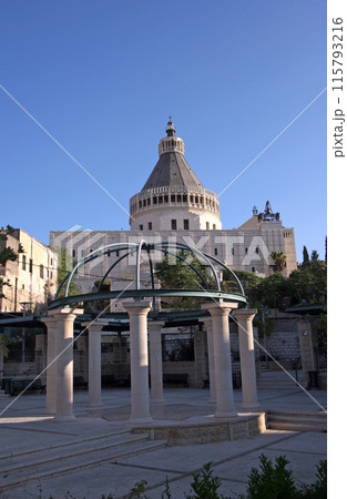 The Basilica of the Annunciation in Nazareth, Israel, stands on the site where the archangel Gabriel announced to Mary the forthcoming birth of Jesus The Basilica of the Annunciation in Nazareth, Israel, stands on the site where the archangel Gabriel announced to Mary the forthcoming birth of Jesus 115793216