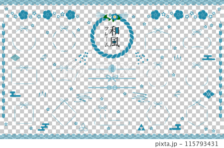 Blue line frame set_Japanese style Blue line frame set_Japanese style 115793431
