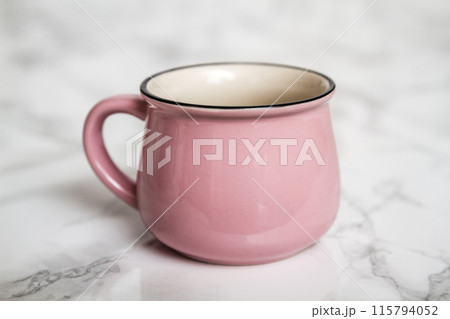 Enamel Inspired Pink Ceramic Mug, Kitchenware, Vintage Design 115794052