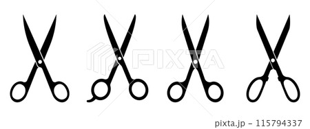 Black scissors silhouette on white background. Vector illustration 115794337