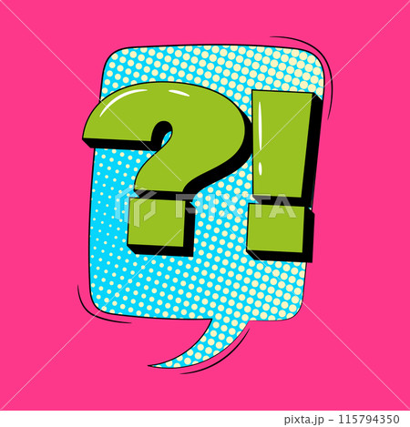 Question mark retro comic speech bubble in trendy pop art style. Bright cartoon message. 115794350