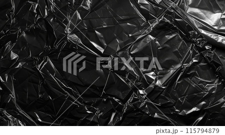Crumpled Black Foil Texture Background for Modern Design Concepts 115794879