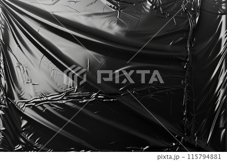 Black Wrinkled Plastic Background Texture for Modern and Industrial Designs 115794881
