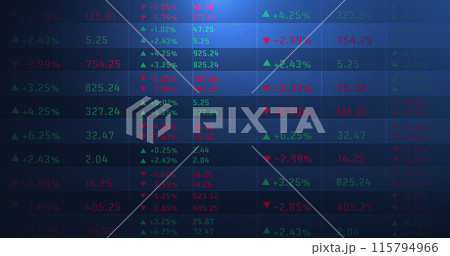 Display of stock market numbers. 115794966