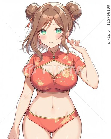 チャイナドレス水着を着た妖艶な女性 115796199