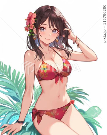 可愛い水着の若い女の子 115796200