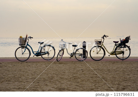 砂浜に置かれた自転車 砂浜に置かれた自転車 115796631