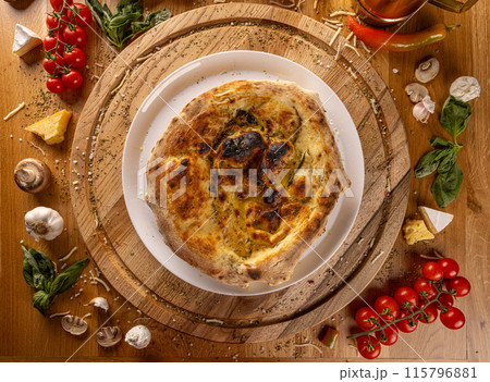 Fresh homemade Italian focaccia 115796881