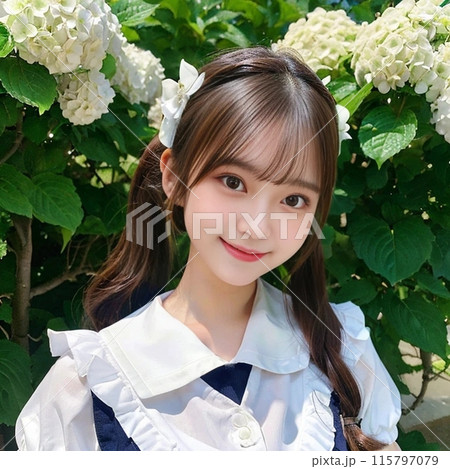 紫陽花と女子高生 115797079