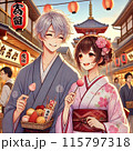 着物で観光する恋人 115797318
